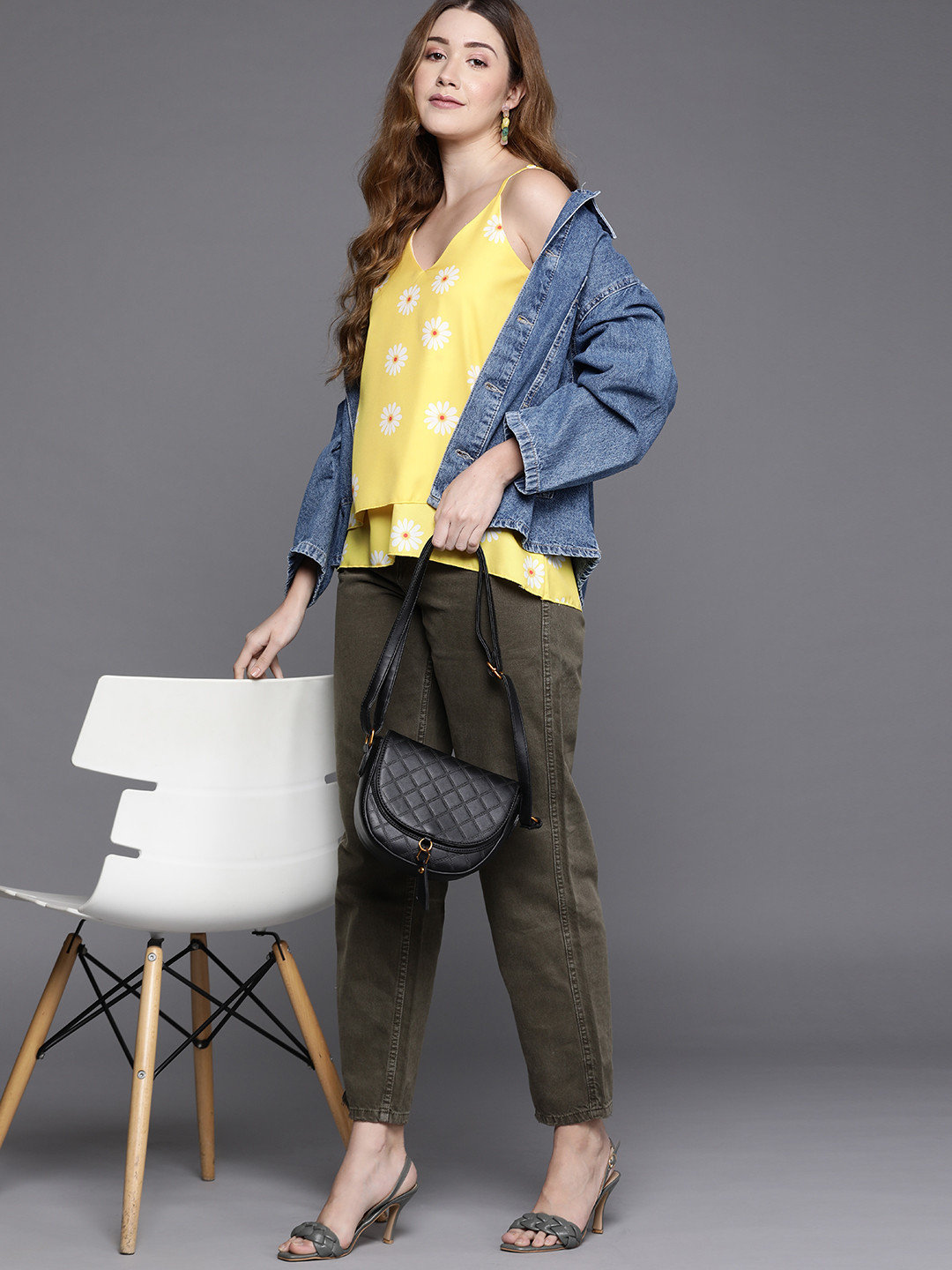 

JC Mode Yellow & White Floral Print Layered Top