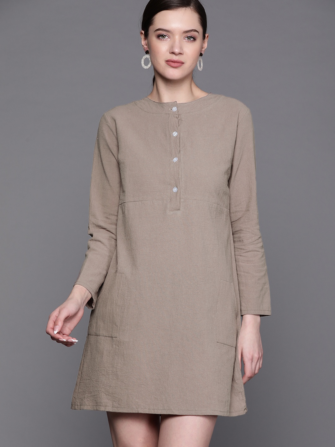 

JC Mode Beige Solid A-Line Dress