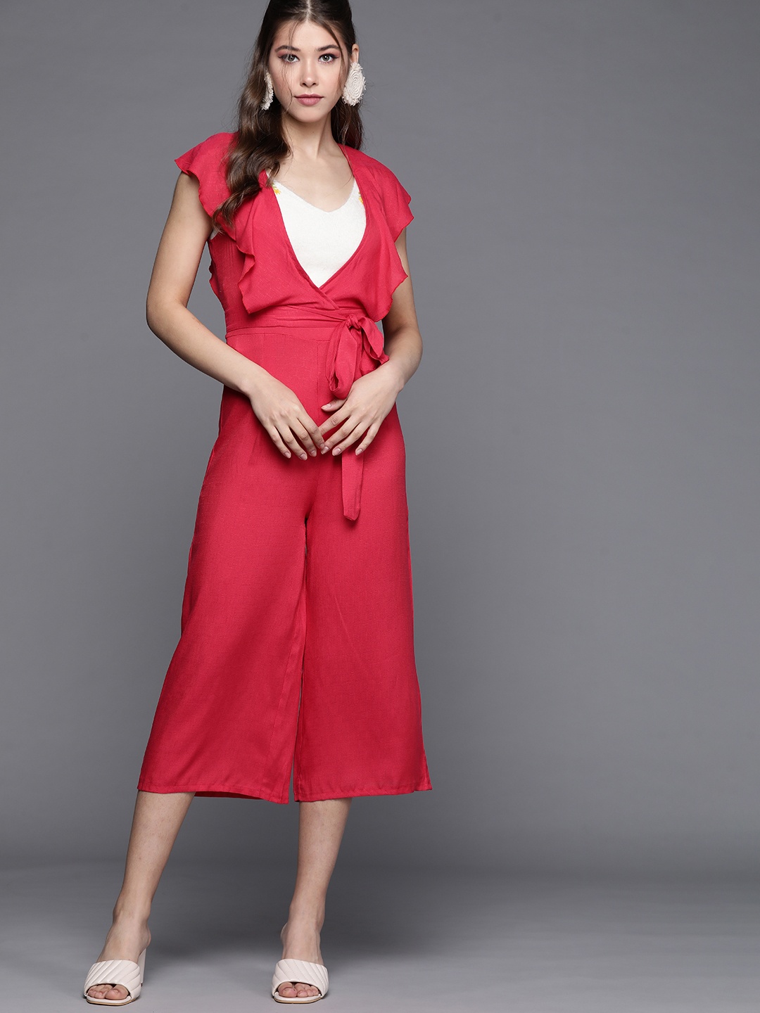 

JC Mode Women Red Solid Basic Jumpsuit