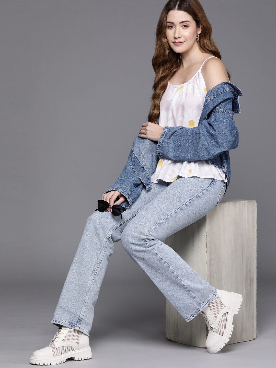 

JC Mode Lavender & White Floral Print Top