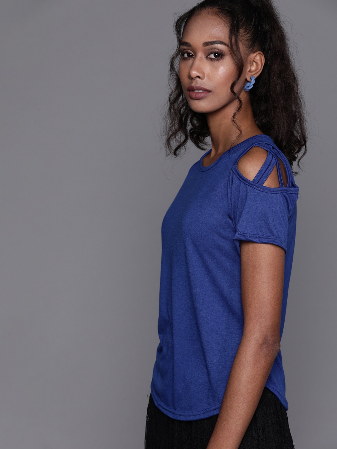 

JC Mode Women Blue Stylized Sleeves Top