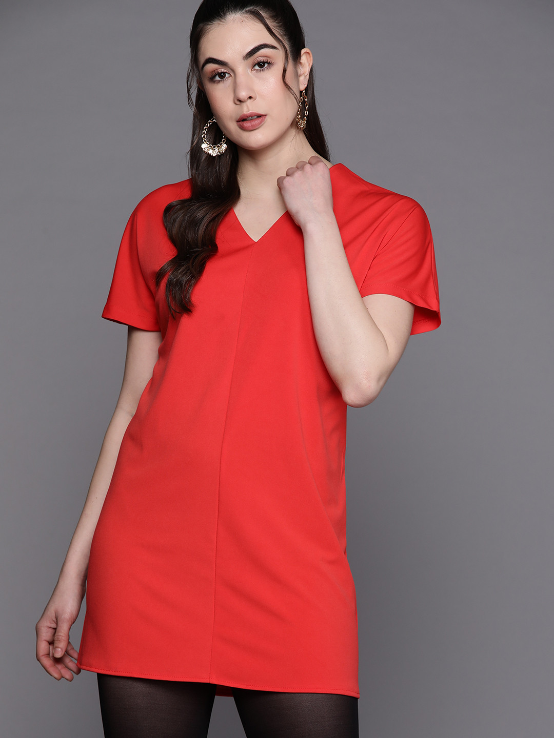 

JC Mode Red Solid A-Line Dress