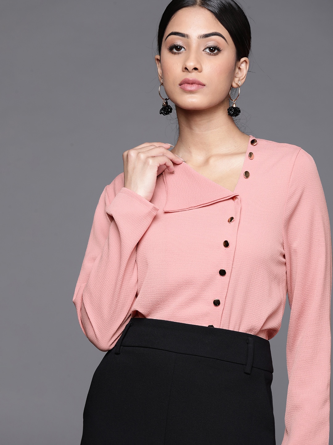 

JC Mode Women Pink Solid Regular Top