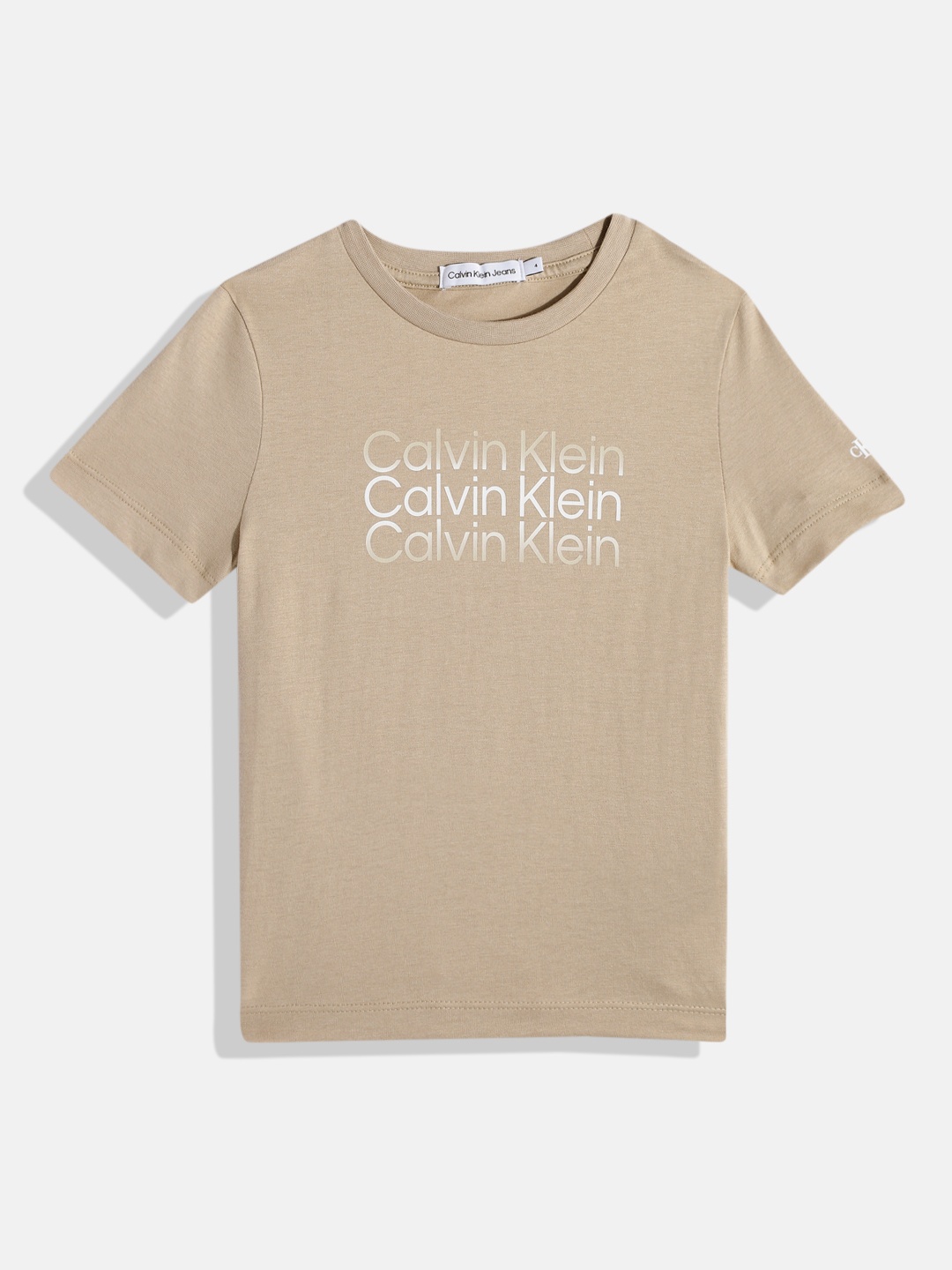

Calvin Klein Jeans Boys Brand Logo Printed Organic Cotton T-shirt, Beige