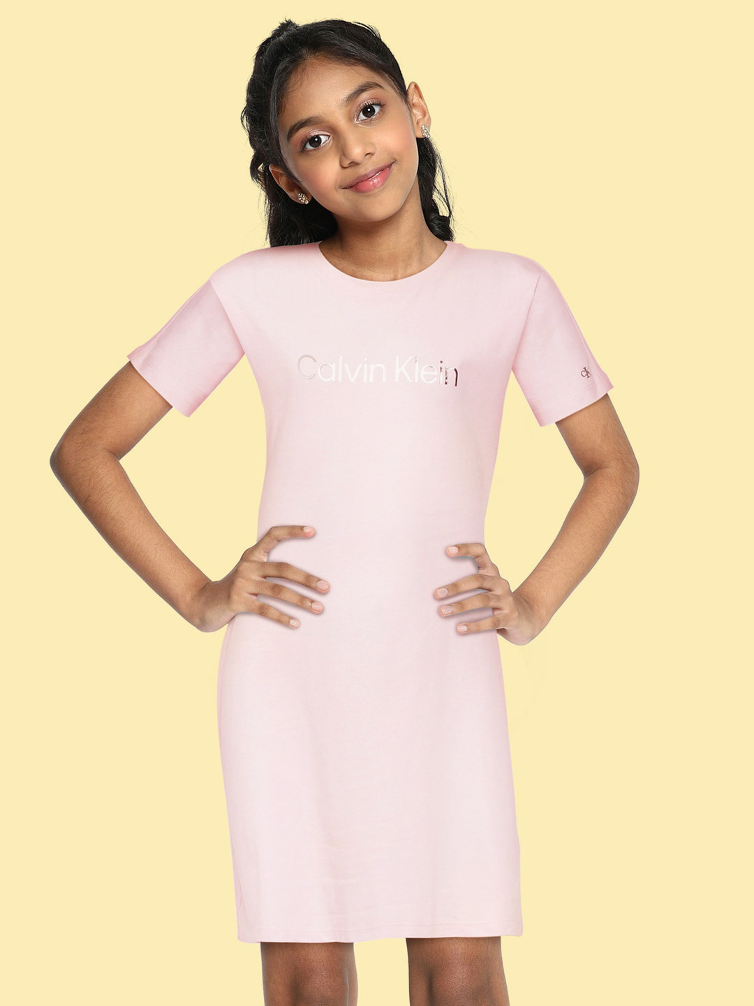 

Calvin Klein Jeans Girls Pink Pure Cotton T-shirt Dress