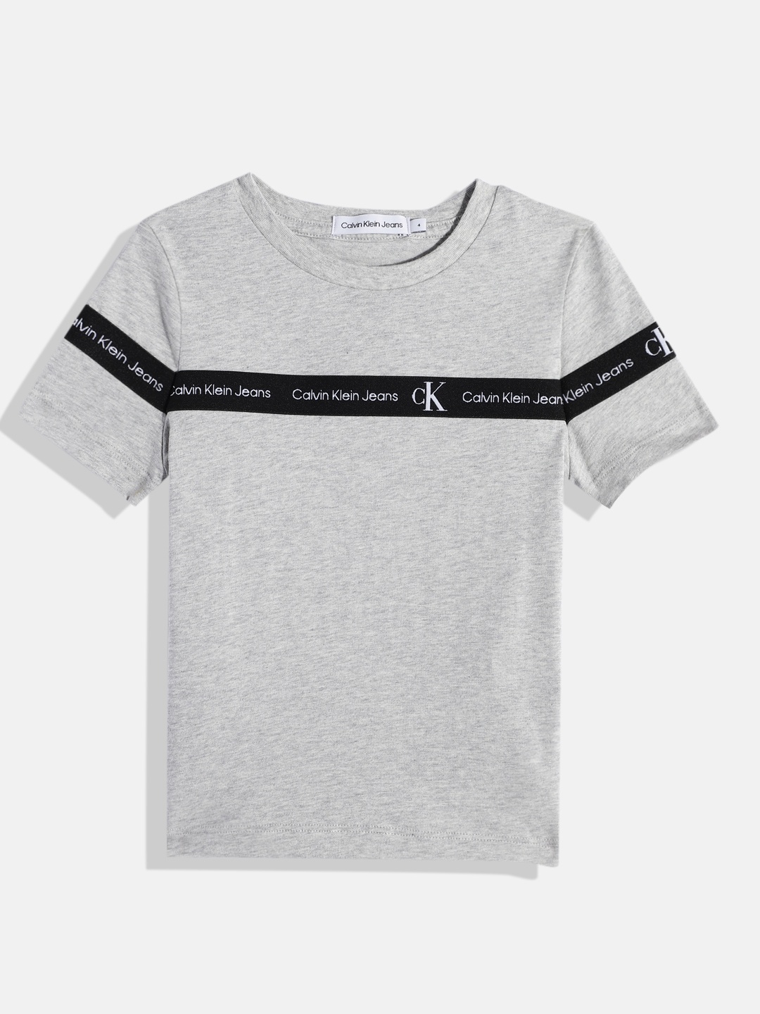 

Calvin Klein Jeans Boys Brand Logo Printed Organic Cotton T-shirt, Grey melange