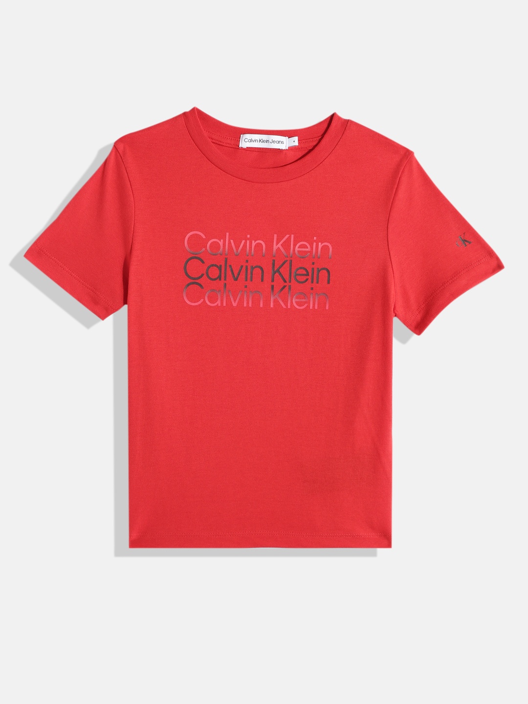 

Calvin Klein Jeans Boys Brand Logo Printed Organic Cotton T-shirt, Red
