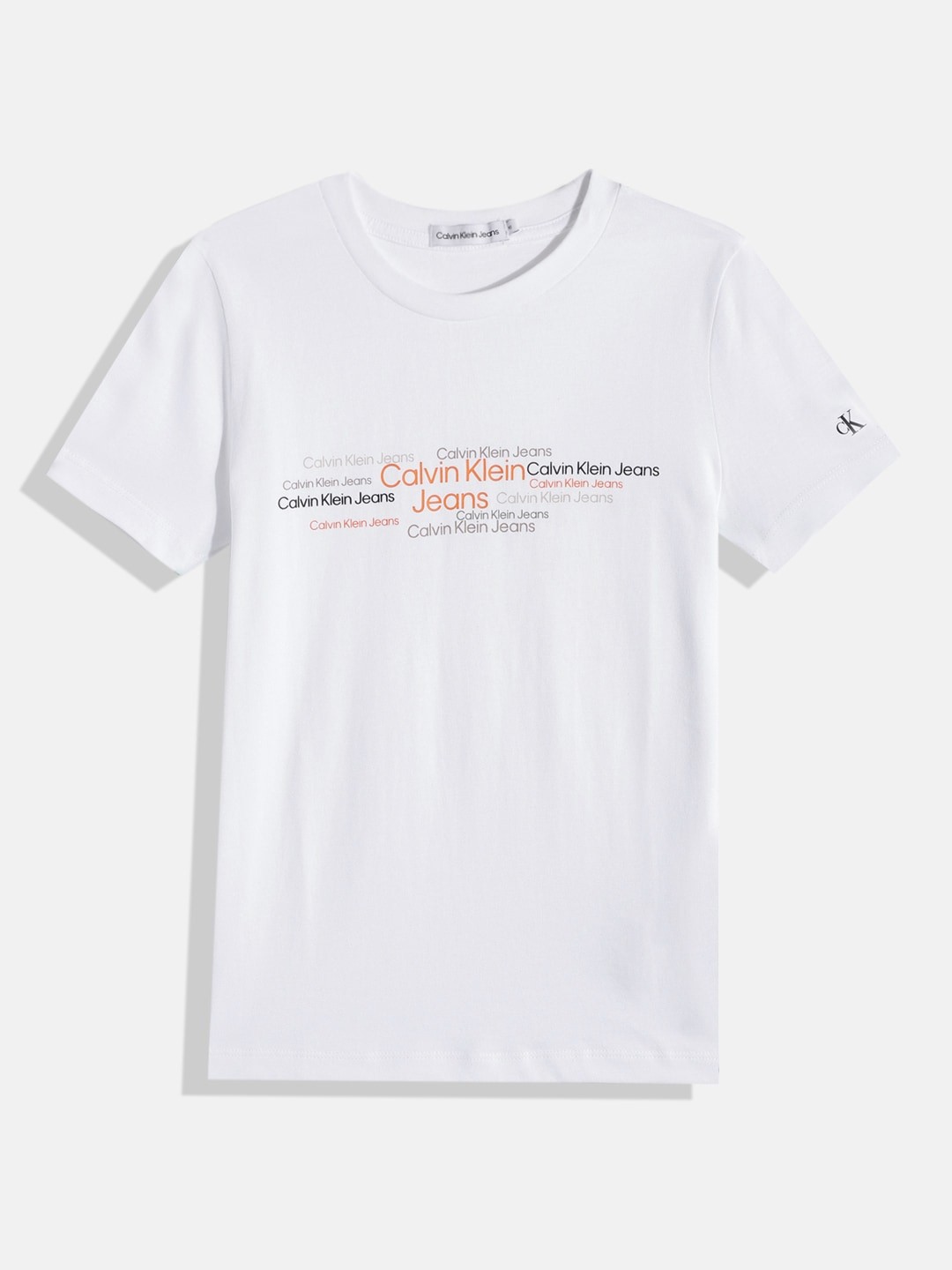 

Calvin Klein Jeans Boys White Brand Logo Pure Cotton T-shirt