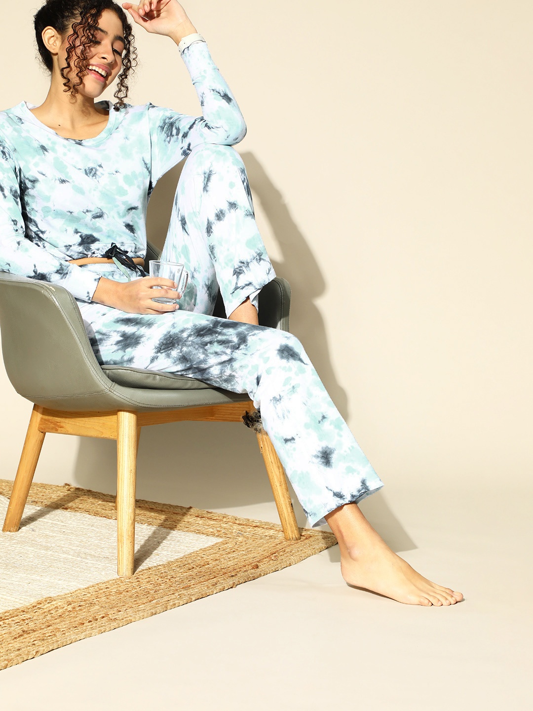 

Masha Women Deep Blue Tie and Dye Night Suit