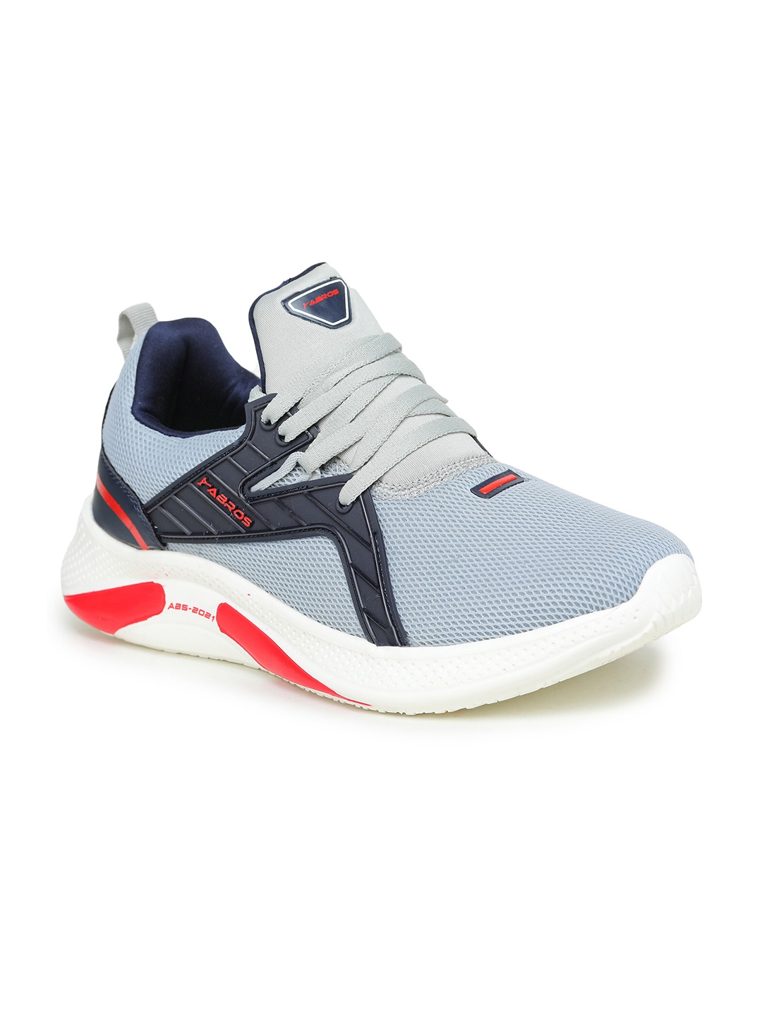 

ABROS Men Grey & Black Mesh Running Shoes
