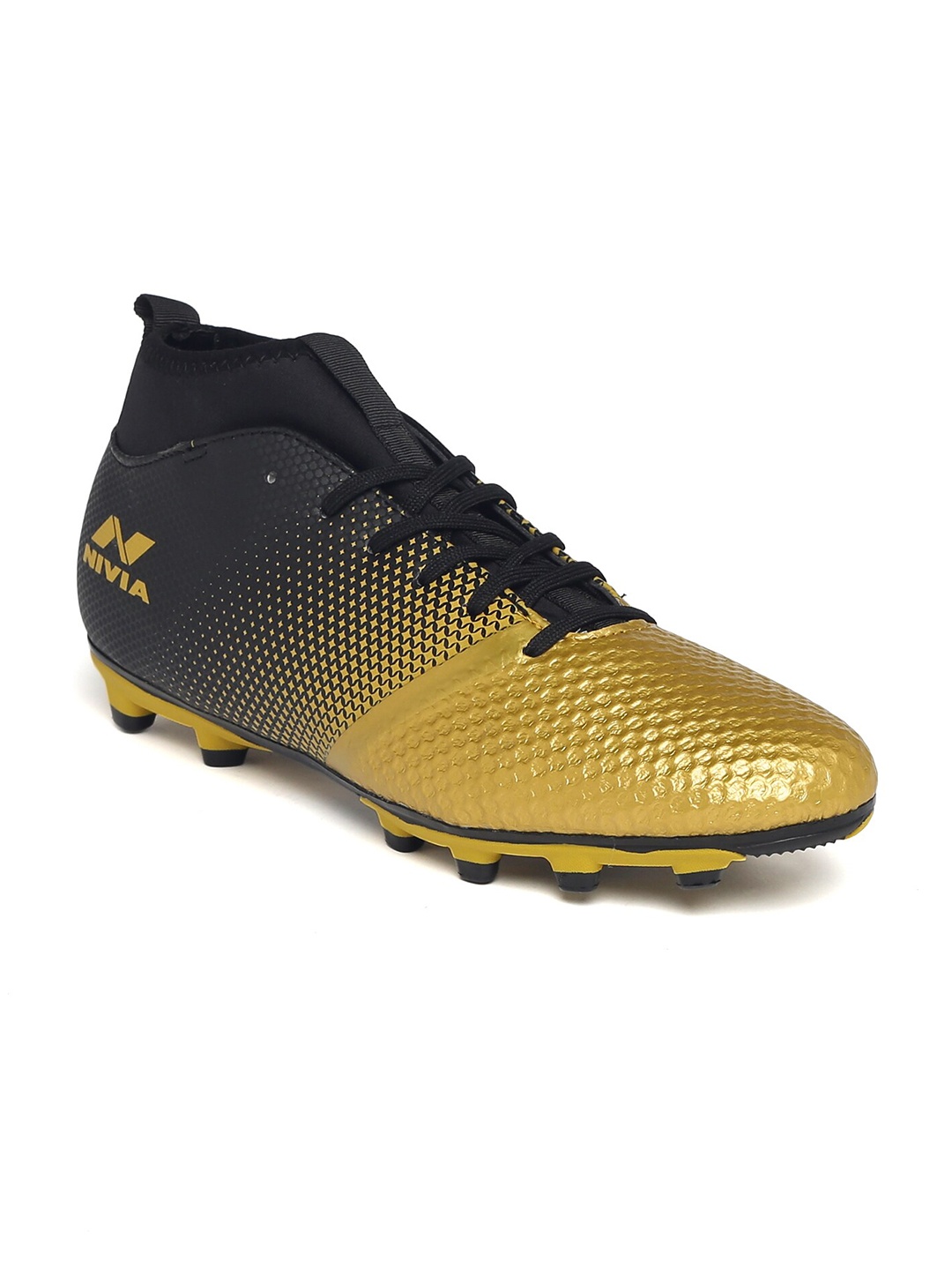 

NIVIA Men Gold-Toned & Black Football Non-Marking Shoes