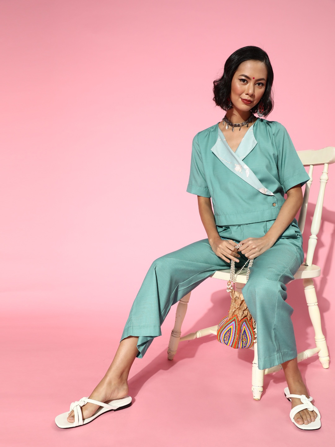 

Os Women Enchanting Sea Green Solid Co-Ord Set