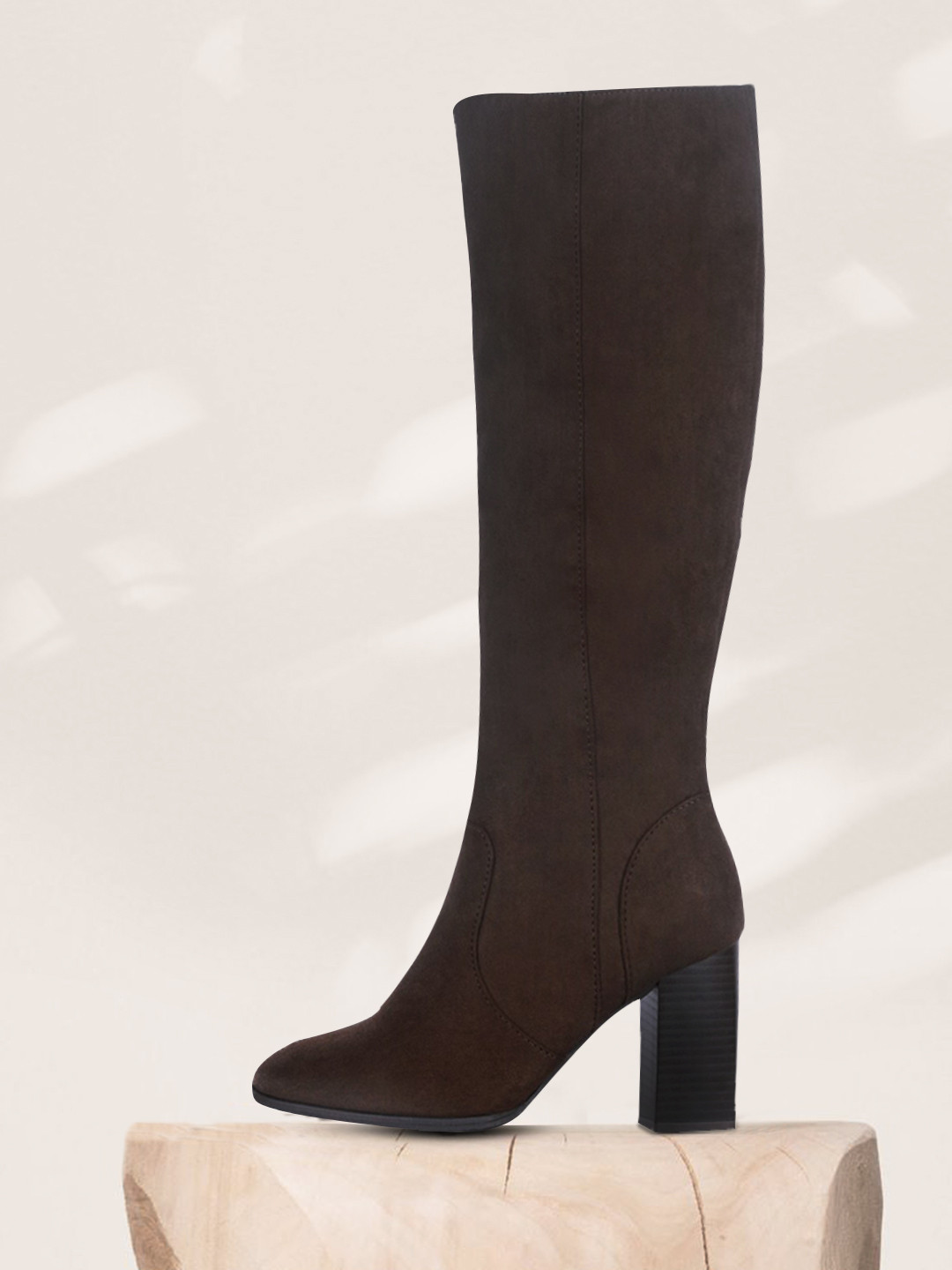

London Rag Brown High-Top Block Heeled Boots