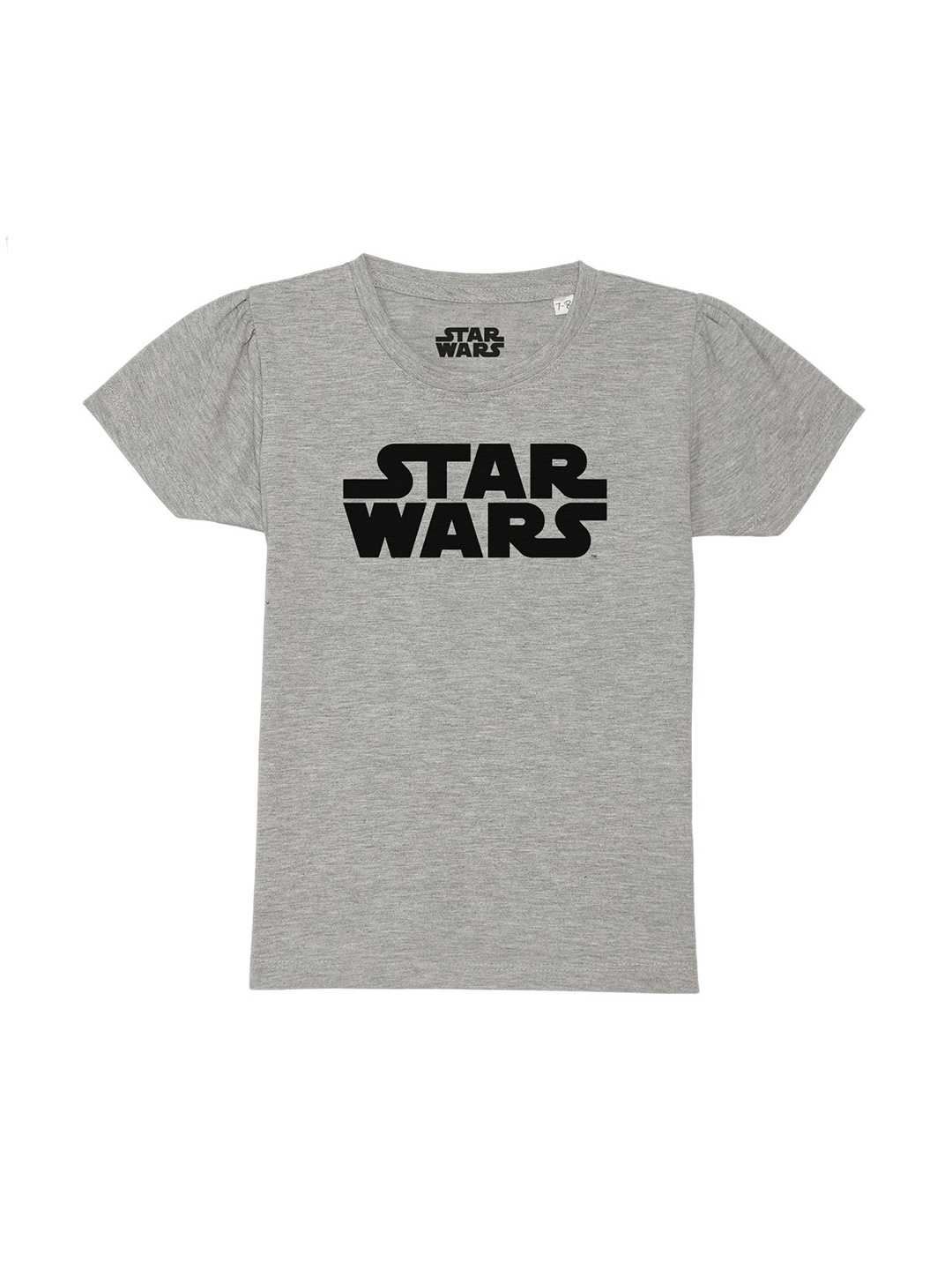 Star Wars by Wear Your Mind Girls Grey Melange Typography Printed T-shirt