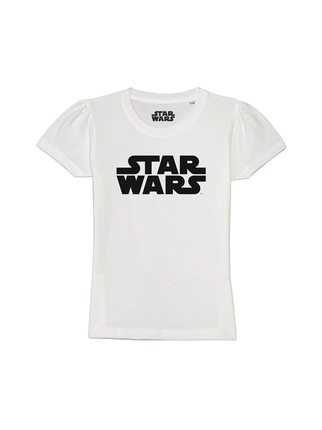 

Star Wars by Wear Your Mind Girls White Typography Printed V-Neck Applique T-shirt