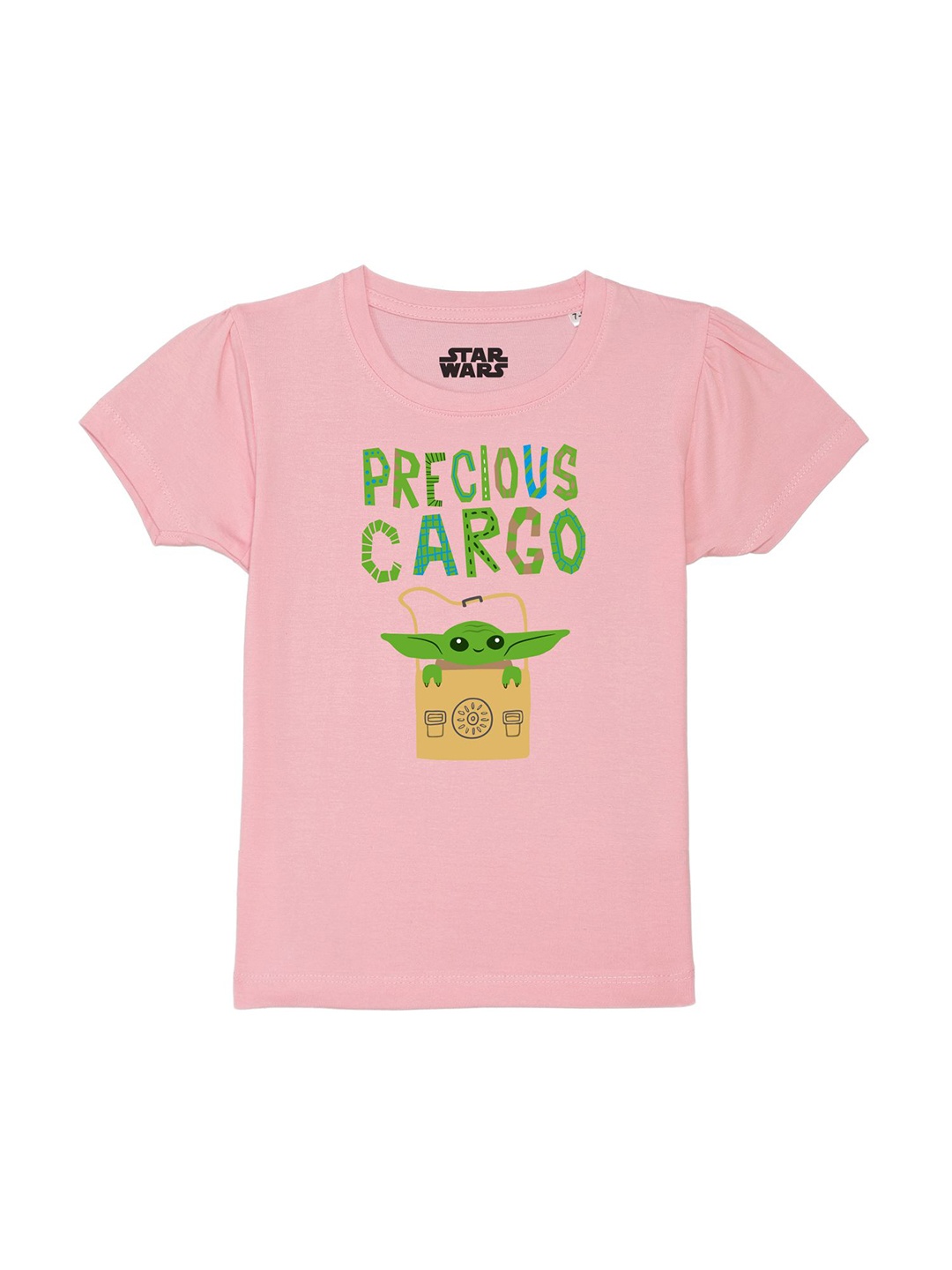

Star Wars by Wear Your Mind Girls Pink Typography Printed Applique T-shirt