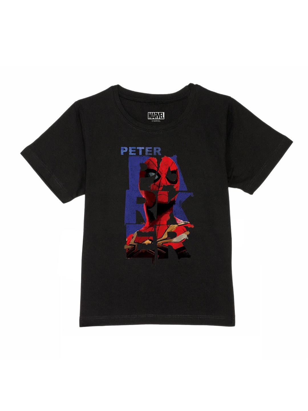 

Marvel by Wear Your Mind Boys Black Spiderman Printed Pure Cotton T-shirt