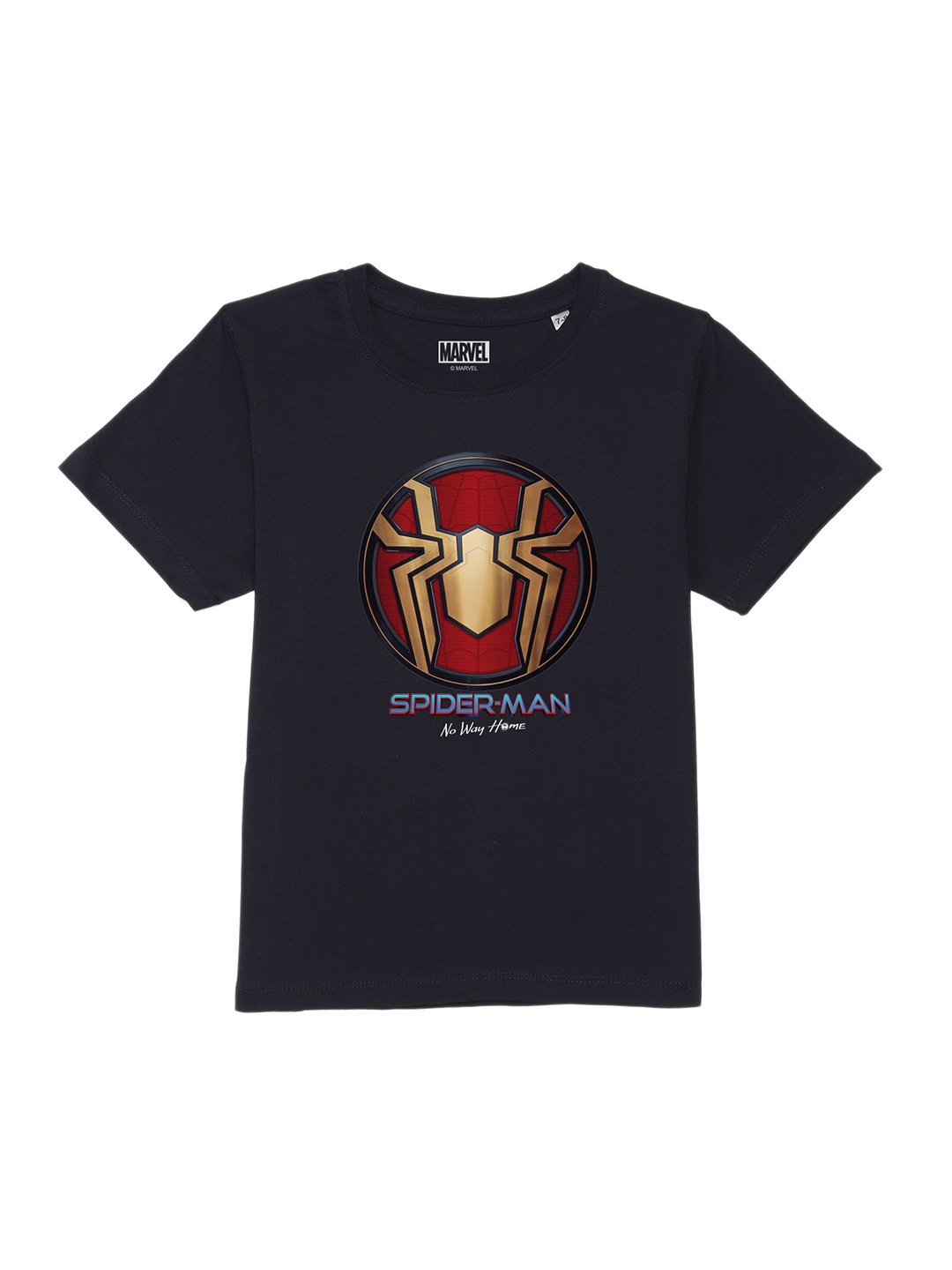 

Marvel by Wear Your Mind Boys Navy Blue & Maroon Spider-Man Printed Pure Cotton T-shirt