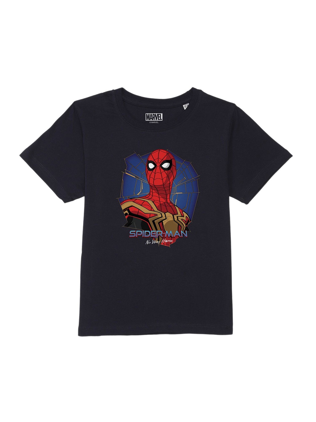 

Marvel by Wear Your Mind Boys Navy Blue Spiderman Pure Cotton T-shirt