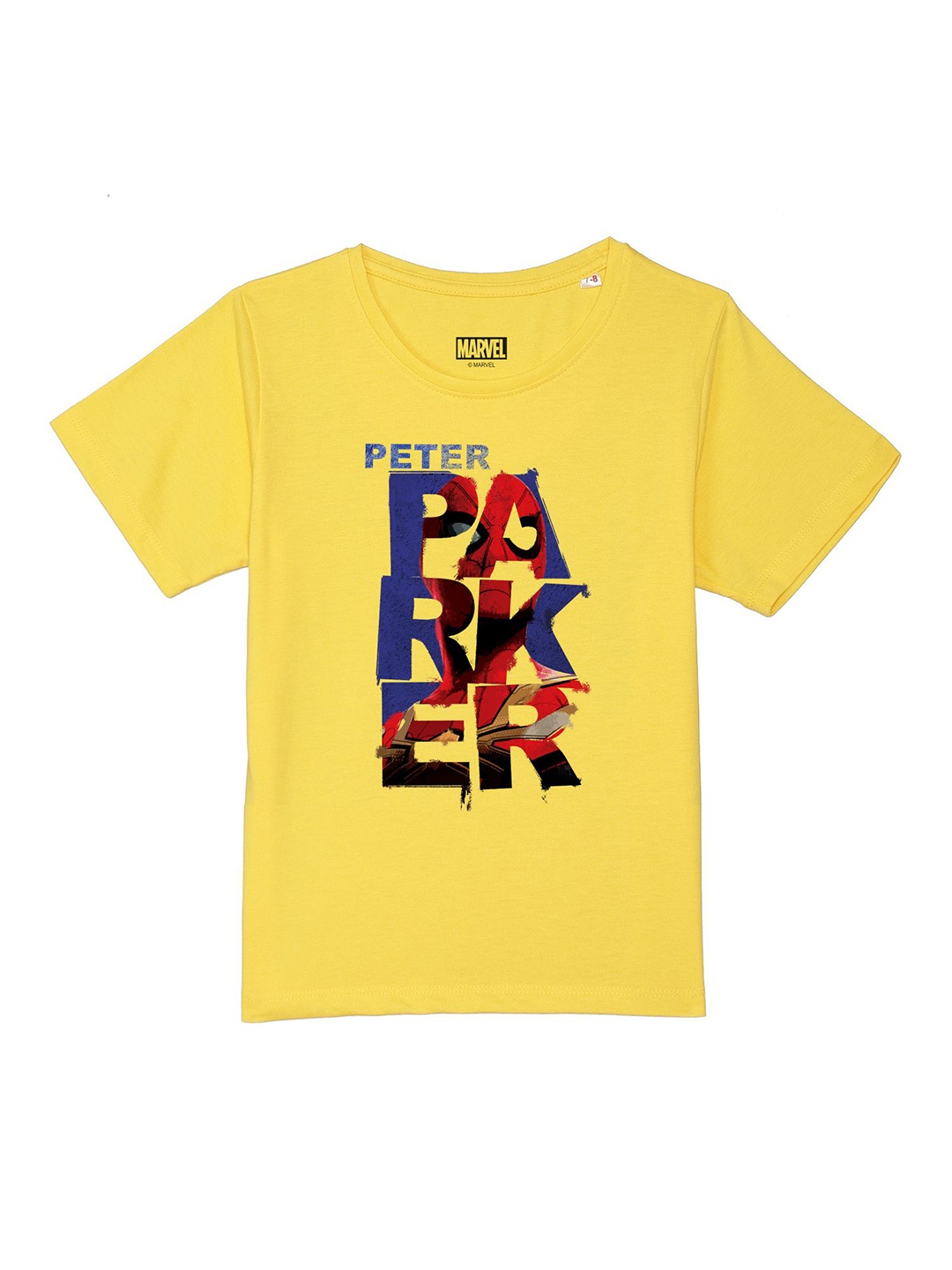

Marvel by Wear Your Mind Boys Yellow Spiderman Printed Pure Cotton T-shirt