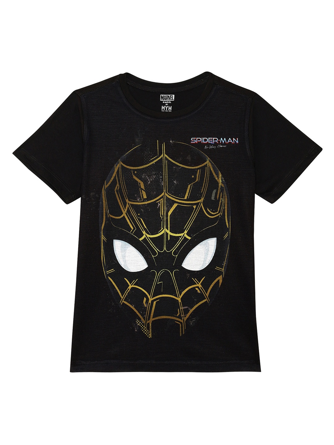 

Marvel by Wear Your Mind Boys Black Printed Raw Edge T-shirt