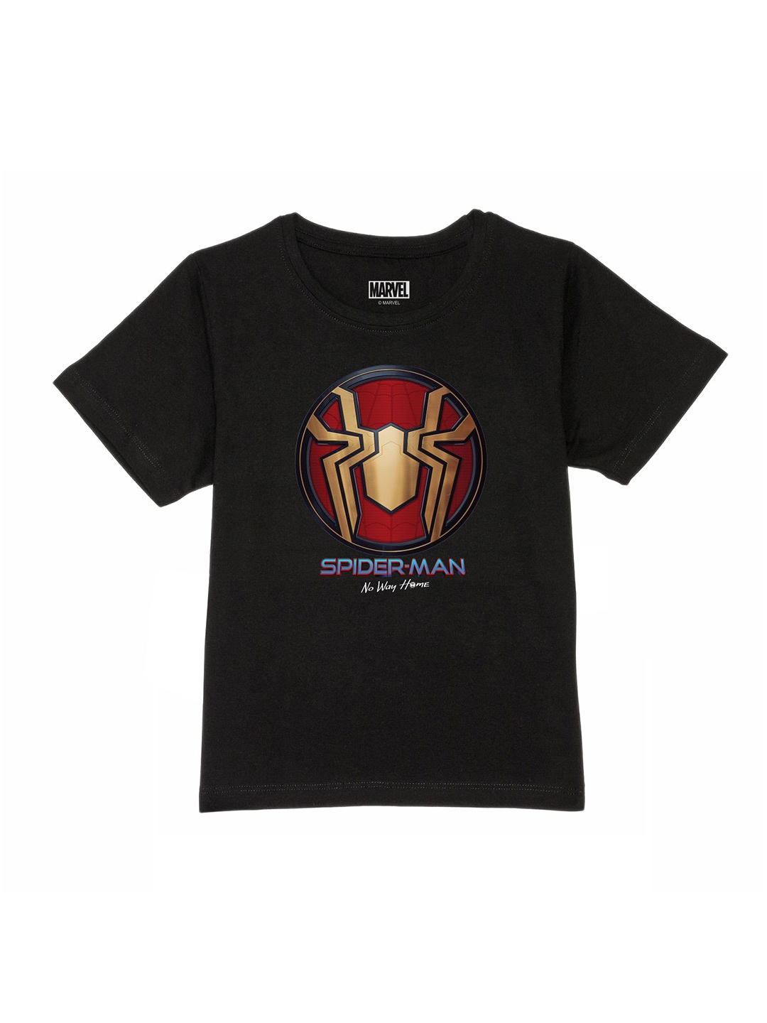 

Marvel by Wear Your Mind Boys Black Typography Printed Pure Cotton T-shirt
