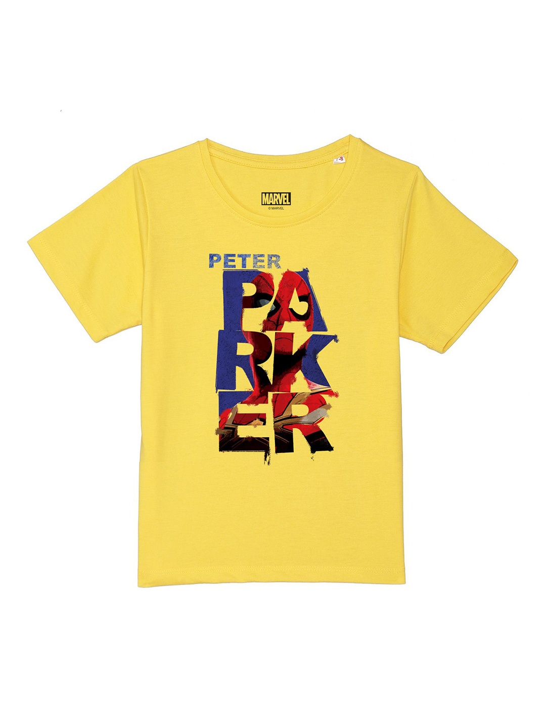 

Marvel by Wear Your Mind Boys Yellow Printed Pure Cotton Applique T-shirt