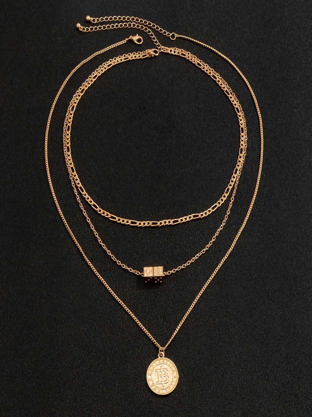 

AQUASTREET Men Gold-Plated Layered Coin Chain Necklace