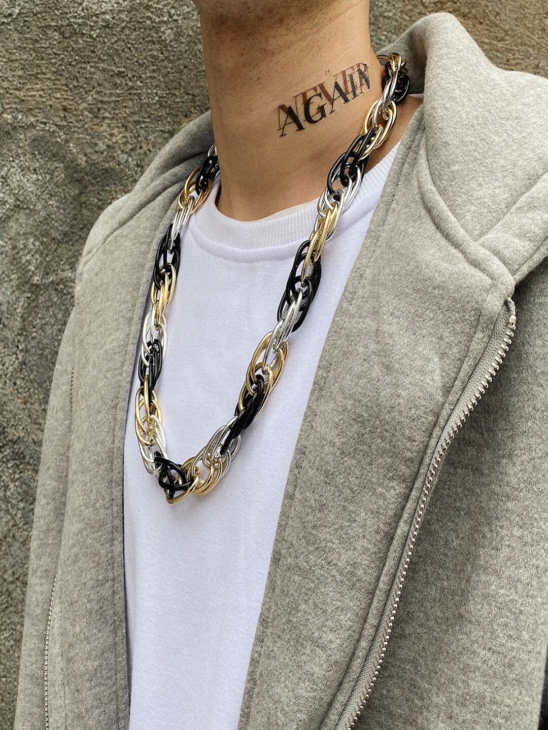 

AQUASTREET Men Gold-Toned & Black Cuban Link Chain Necklace