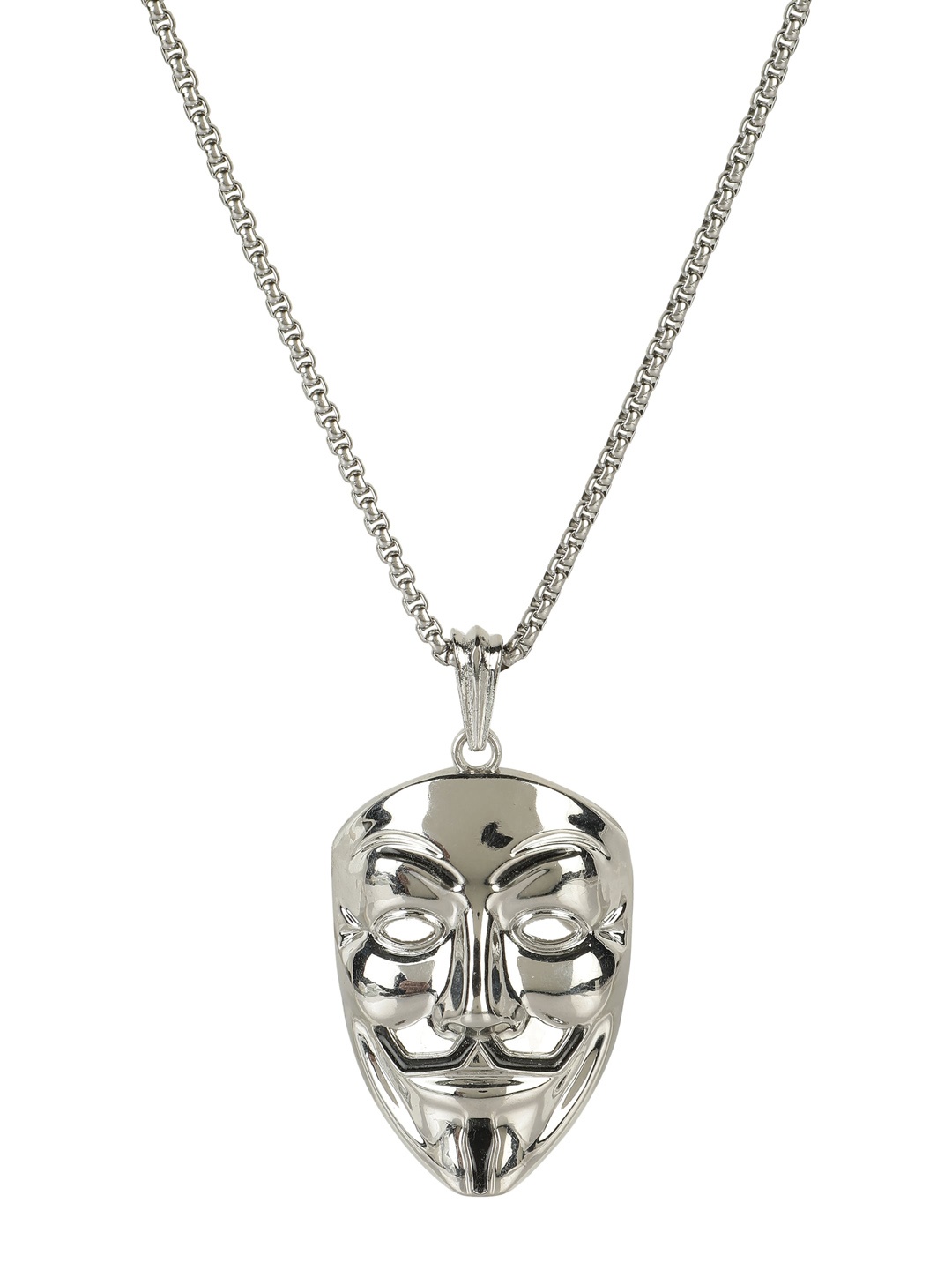 

AQUASTREET Men Silver-Plated Face Stainless Steel Pendant With Chain