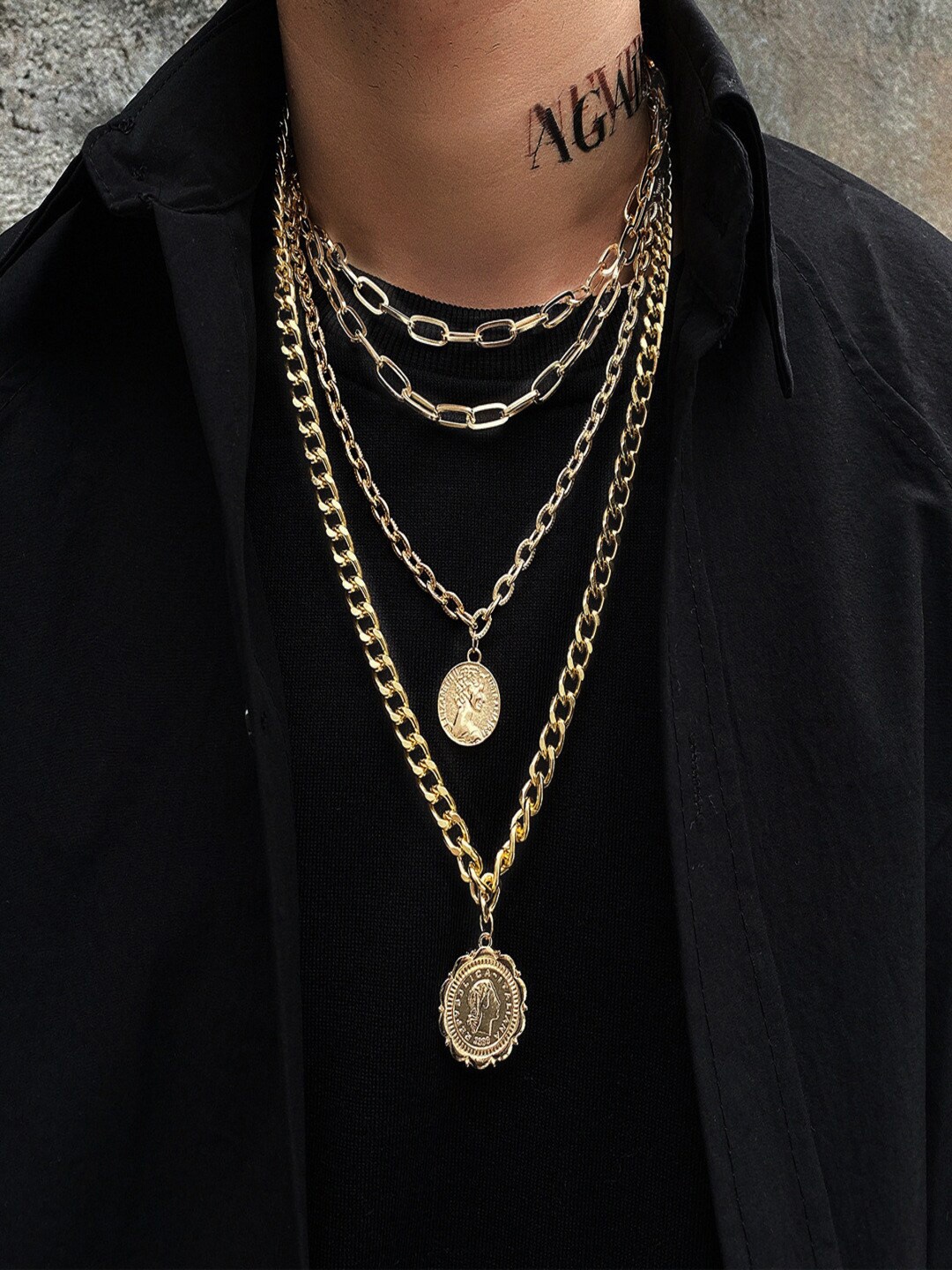 

AQUASTREET Men Gold-Toned Gold-Plated Layered Necklace