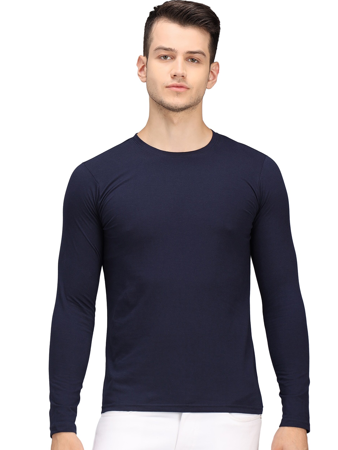 

PockMAN Men Blue Cotton T-shirt