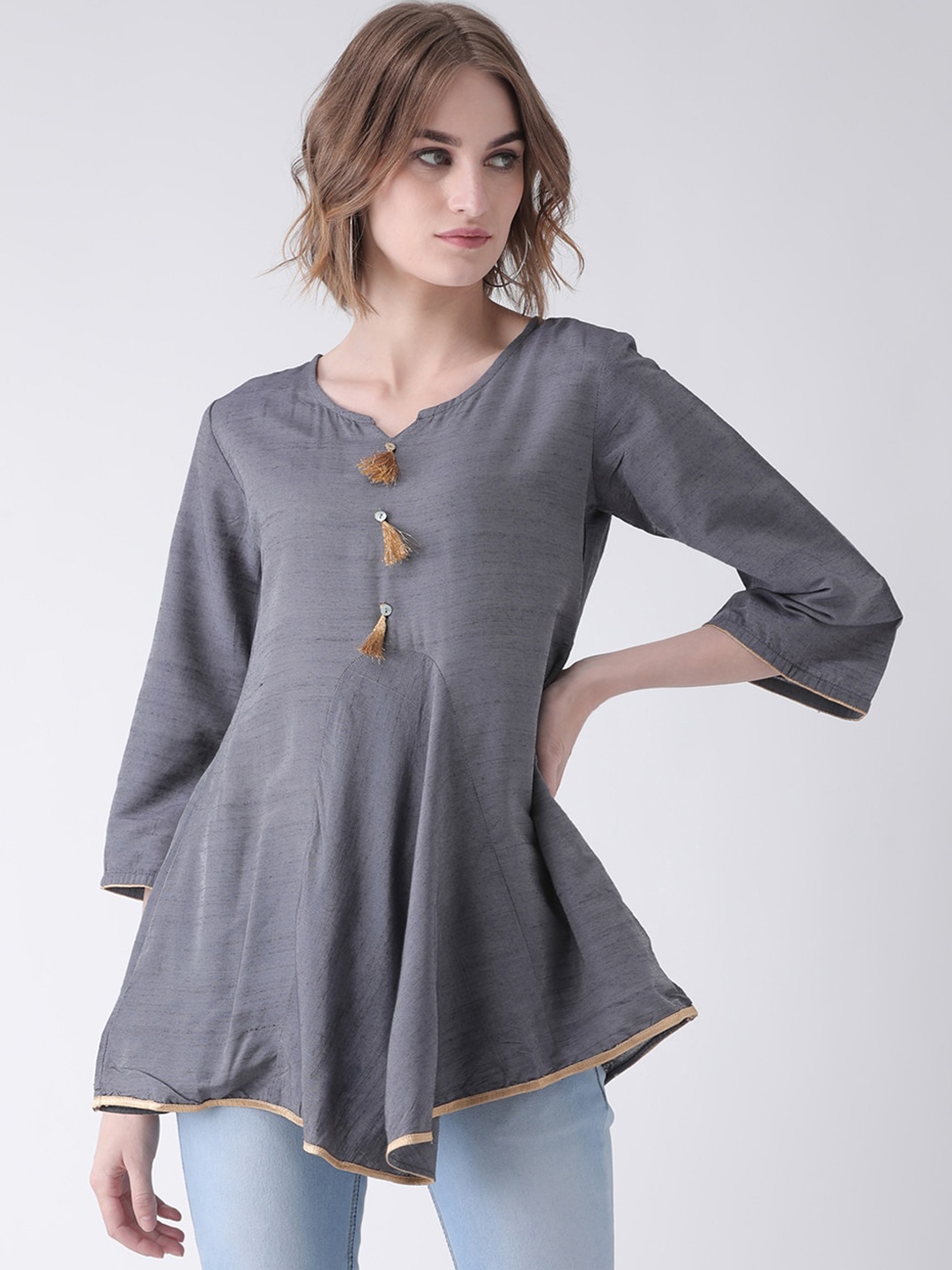 

Span Women Grey Solid A-line Tunic