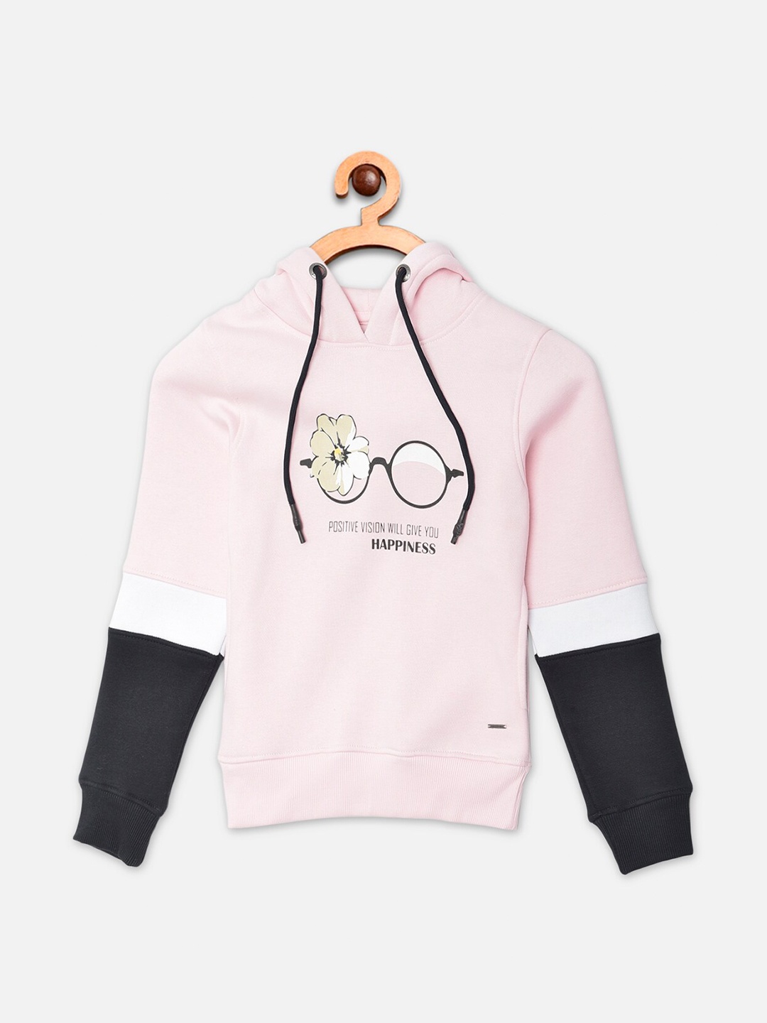 

Crimsoune Club Girls Pink Printed Hooded Sweatshirt