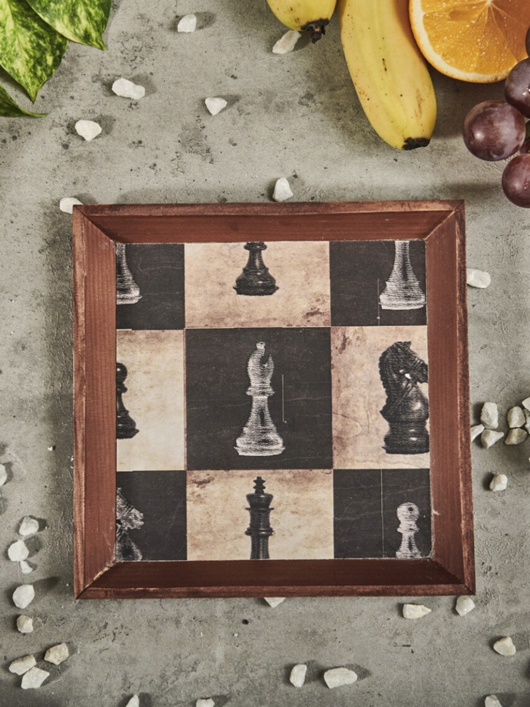 

A Tiny Mistake Brown & Black Chess Patterned Serving Trays