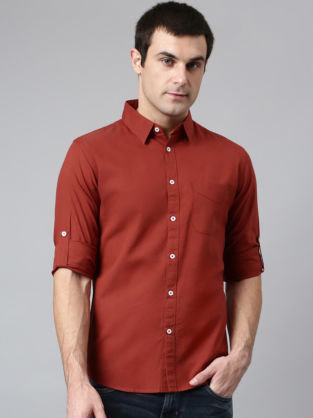 

Dennis Lingo Men Red Comfort Slim Fit Casual Shirt