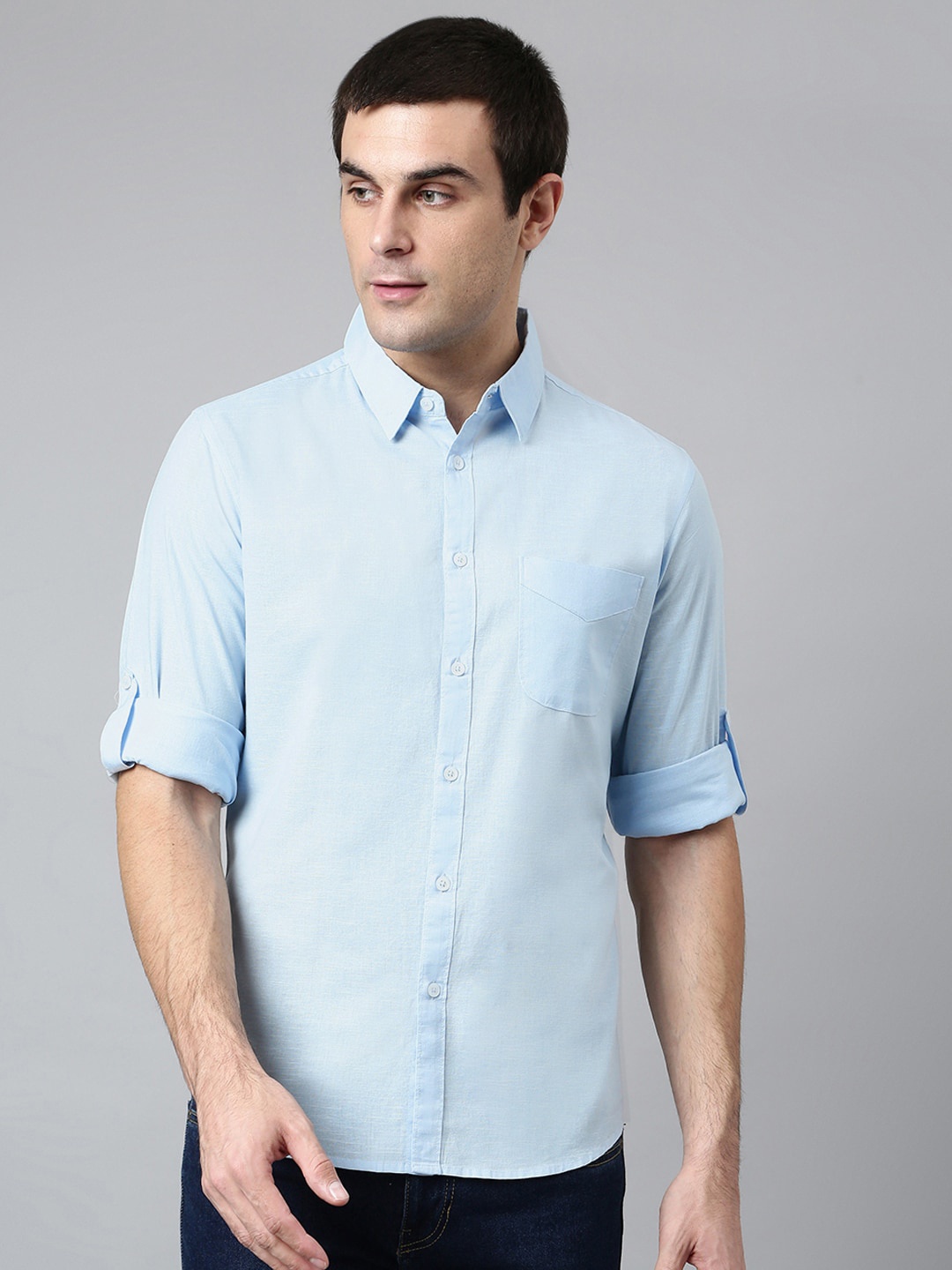 

Dennis Lingo Men Blue Comfort Slim Fit Casual Shirt