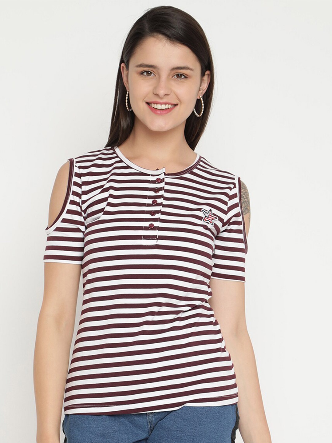 

V2 Value & Variety Woman Brown Striped Top