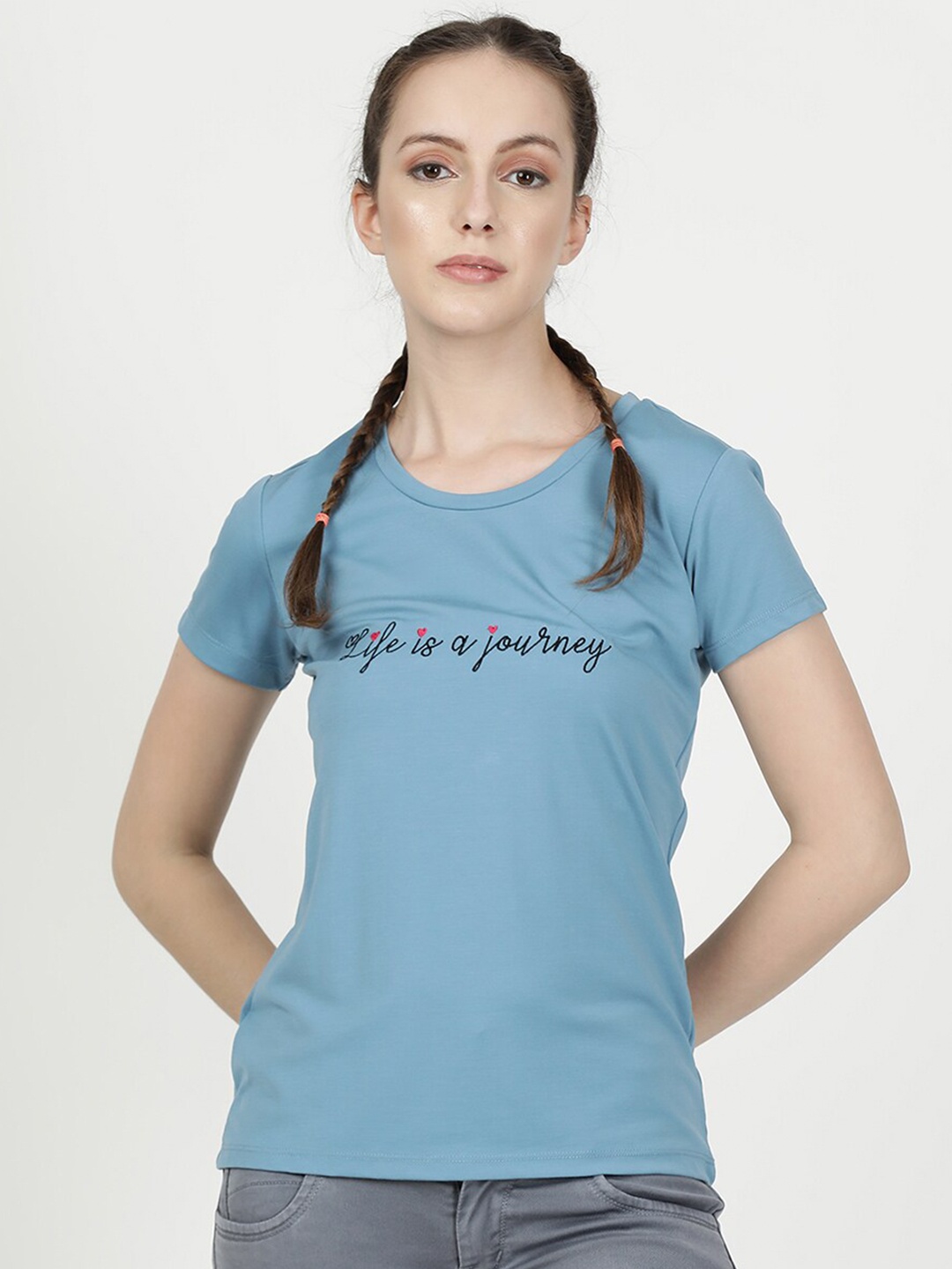 

V2 Value & Variety Women Blue Printed T-shirt