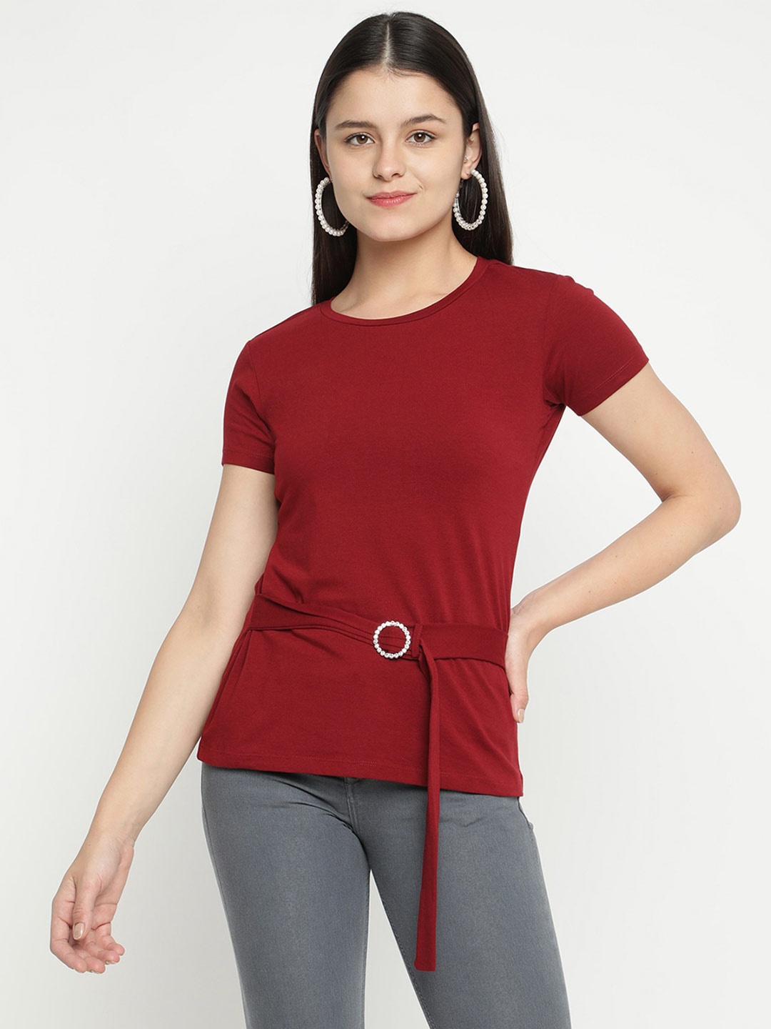 

V2 Value & Variety Maroon Pure Cotton Top