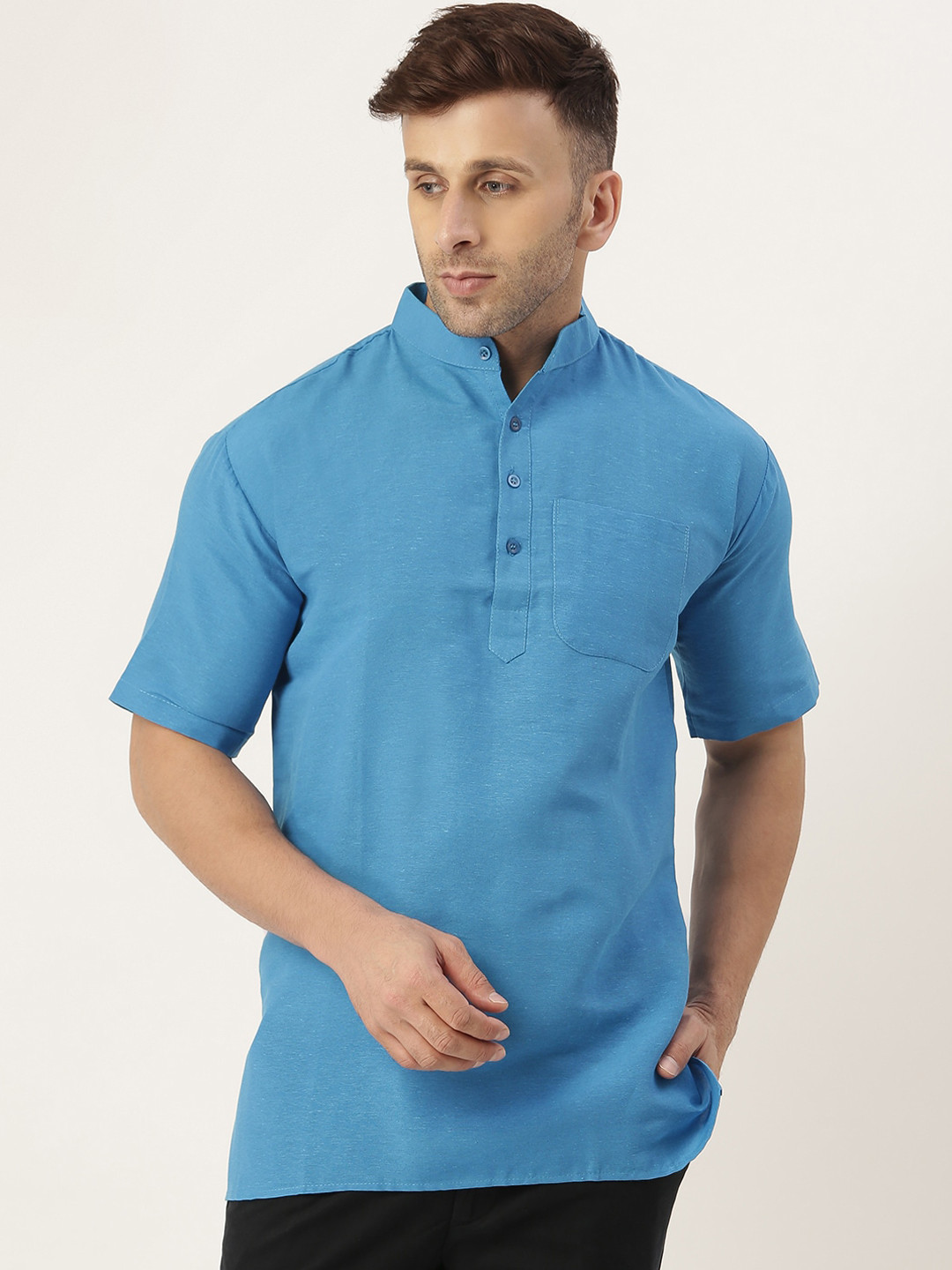 

KHADIO Men Blue Kurta