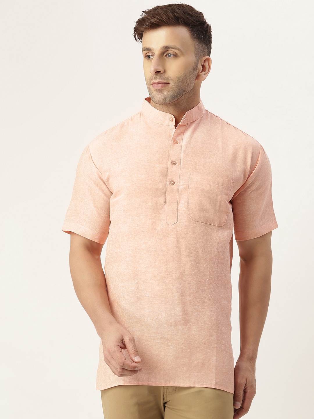 

KHADIO Men Orange Thread Work Kurta