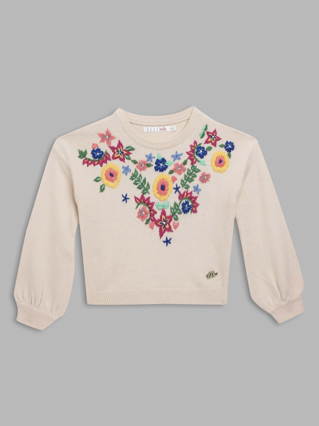 

ELLE Girls Beige Floral Pullover