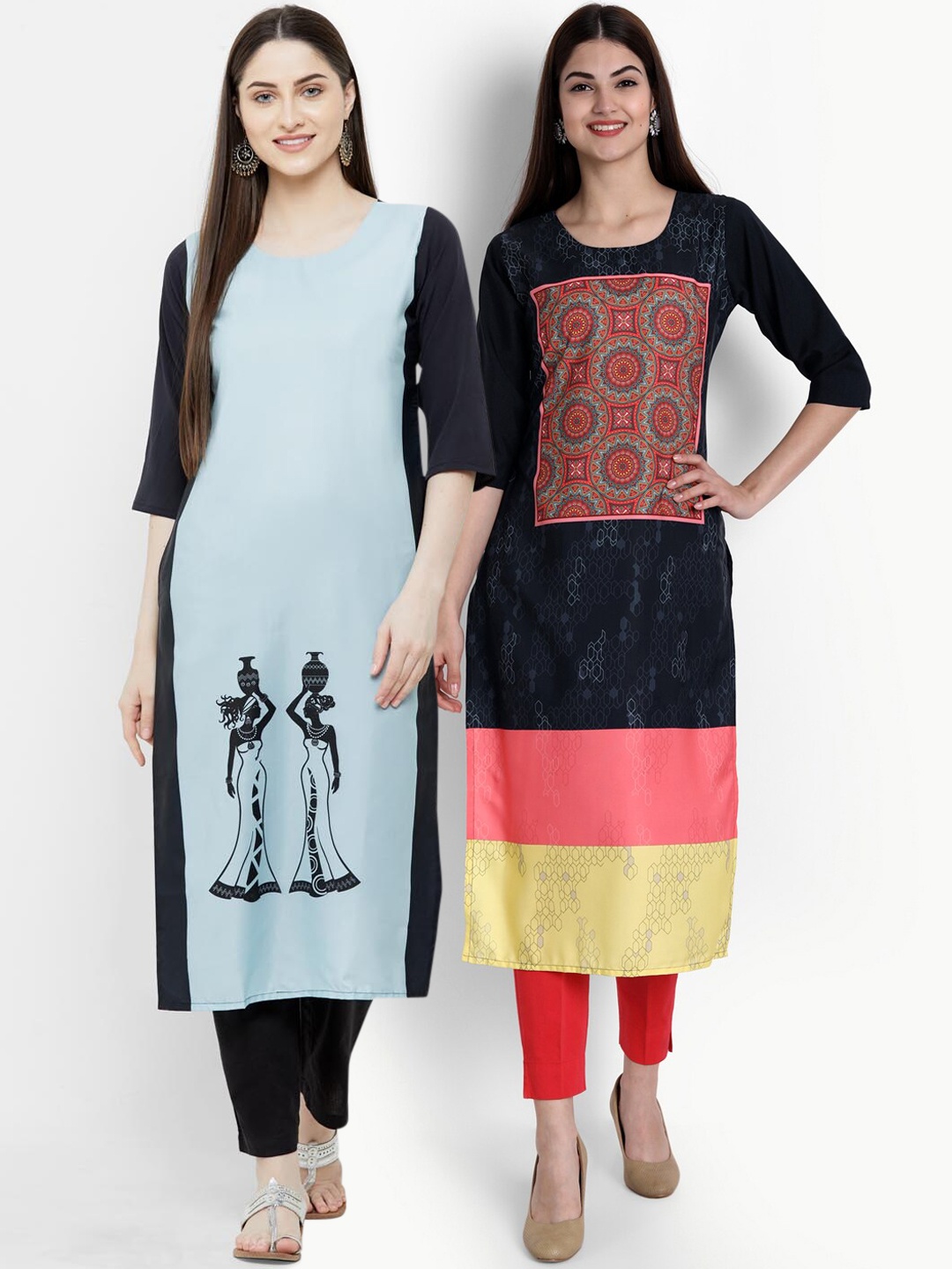 

Ethnic basket Women Set of 2 Printed Crepe Kurta, Multi