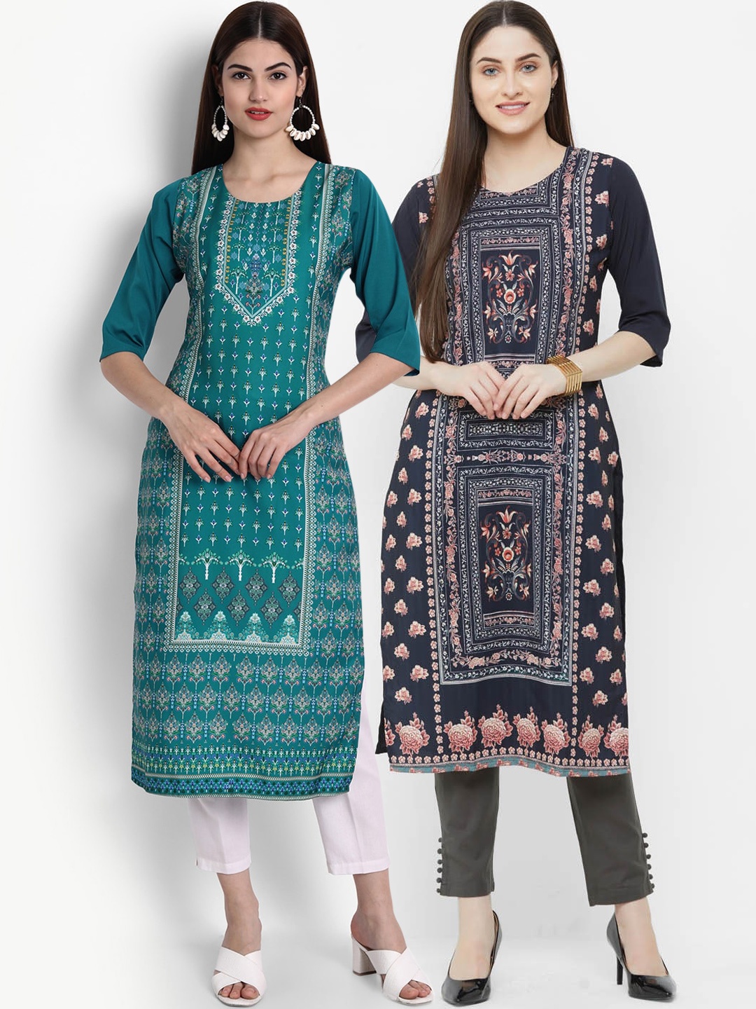 

Ethnic basket Pack of 2 Women Printed Crepe Kurta, Multi