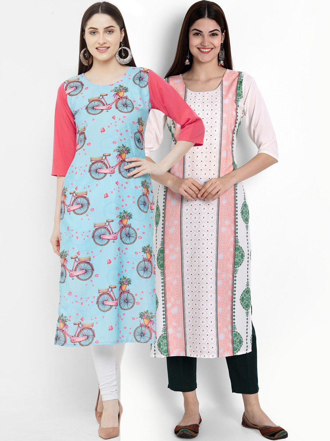 

Ethnic basket Women Set of 2 Floral Printed Crepe Kurta, Multi