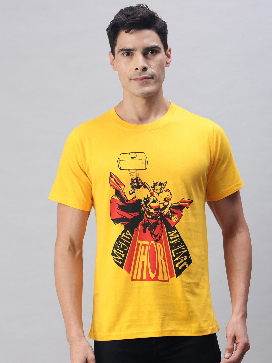 

Entertainment Store Men Yellow & Red Mighty Thor Printed Cotton T-shirt