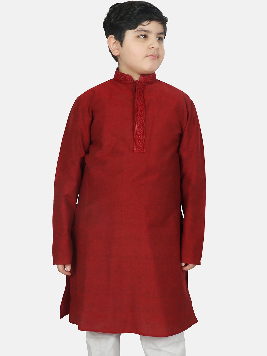 

SG YUVRAJ Boys Maroon Thread Work Kurta