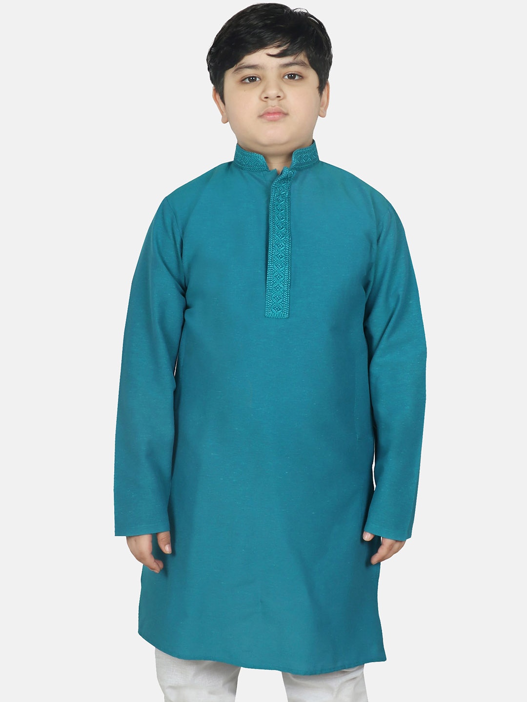 

SG YUVRAJ Boys Turquoise Blue Thread Work Kurta