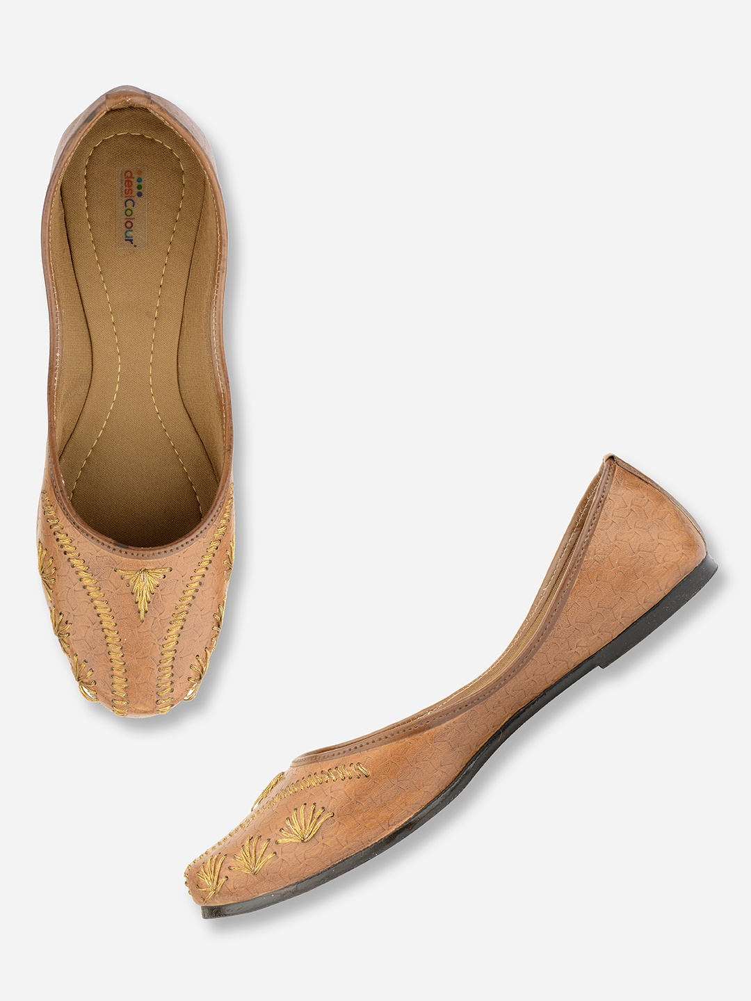 

DESI COLOUR Women Brown Ethnic Ballerinas Flats